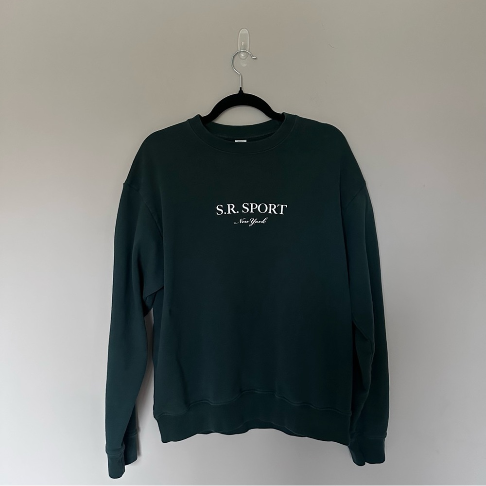 Sporty & Rich Dark Green 'S.R. SPORT' Crewneck Sweatshirt